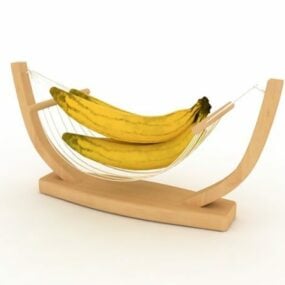 Bananas On Fruit Basket 3d model