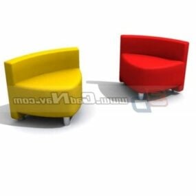 バーのインテリア布張りのソファ家具3Dモデル