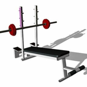 Gym Barbell Weight Set And Bench 3d model