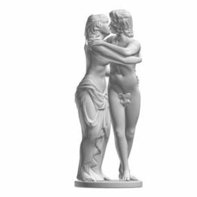 Kuss-Skulpturstatue im Barockstil, 3D-Modell