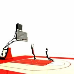 Basketball Players Playing Scene 3d model
