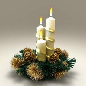 Decoration Of Christmas Candles 3d model