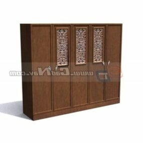 Υπνοδωμάτιο αντίκες ξύλινη ντουλάπα 3d μοντέλο