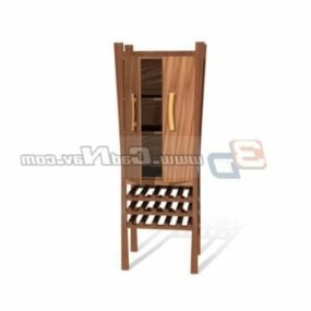 Bedroom Antique Wooden Clothes Cabinet 3d model