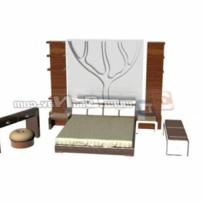 مجموعات أثاث غرف النوم المنزلية الأساسية نموذج ثلاثي الأبعاد