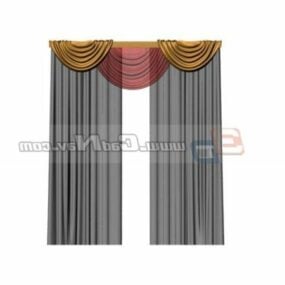 Bedroom Window Curtain With Valance 3d model