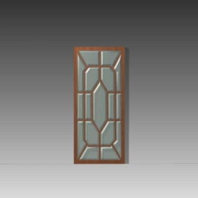 Home Interior Bedroom Glass Door 3d model