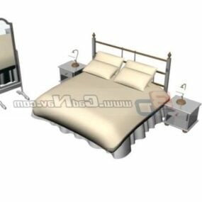 ベッドサイドと鏡付きの寝室3Dモデル