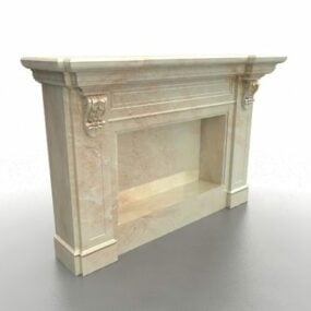 Beige Marble Stone Fireplace 3d model