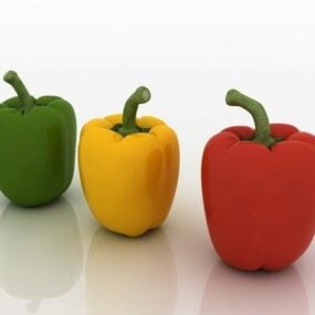 Red Yellow Green Bell Peppers 3d model
