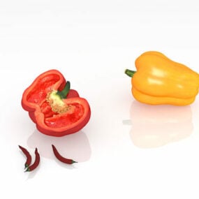3д модель овощного болгарского перца и чили
