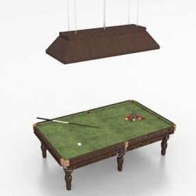 Billiards Wood Table With Lights 3d model