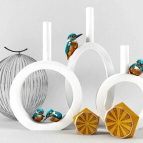 Vaso de pássaros com decorações contemporâneas Modelo 3D