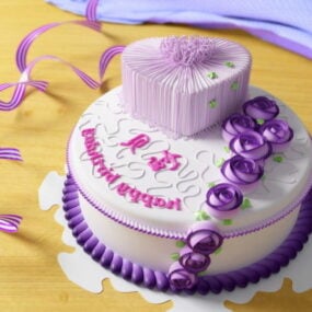 Purple Style Birthday Cake 3D-malli