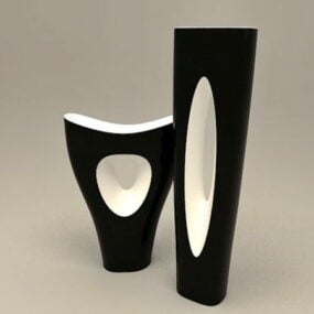 Huis zwarte vaas decoratie 3D-model