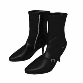 Black Leather Ankle Boots 3d model