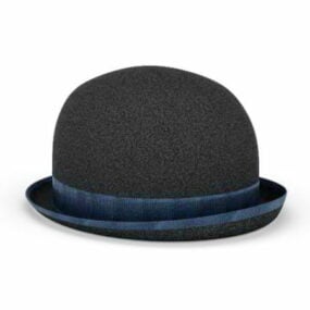 时尚黑色圆顶硬礼帽3d模型