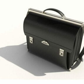 Black Leather Briefcase Bag 3d model