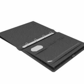 Black Leather Briefcase Folder Case 3d model