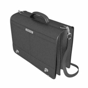 Sort Skinn Koffert Portfolio Bag 3d modell