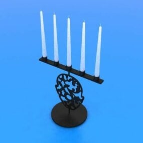 Black Metal Candlestick Holders 3d model