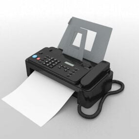 3D model kancelářského černého faxu