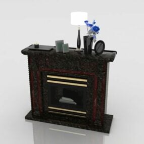 Black Stone Granite Fireplace 3d model