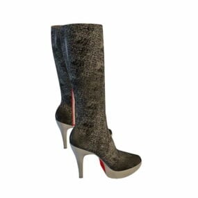 Clothing Black High Heel Boot 3d model