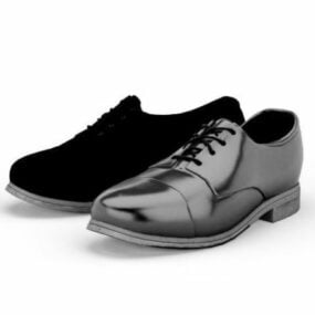 Erkek Moda Siyah Deri Ayakkabı 3D model
