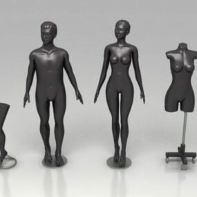 Fashion Black Mannequins 3d model