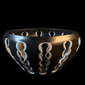 Black Pottery Decorative Bowl Vase 3d model