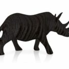 Black Rhino Wood Statue Decoration