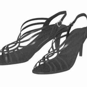 Sandali con cinturino nero W Omen Fashion Modello 3d