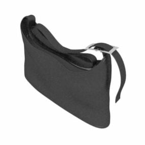 Black Leather Satchel Handbag 3d model