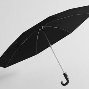 Black Umbrella Opened 3d model