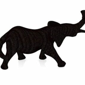 تمثال الفيل الخشبي الأسود نموذج ثلاثي الأبعاد