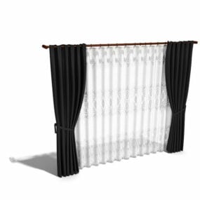 Windows Blackout Drapes And Sheer Curtain 3d model
