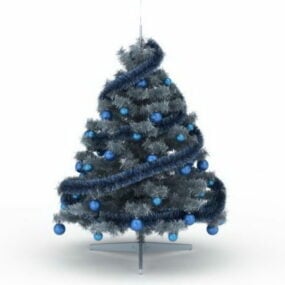 Modrý vánoční strom dekorace 3D model