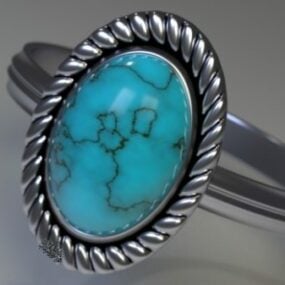 Jewelry Blue Gemstone Ring 3d model