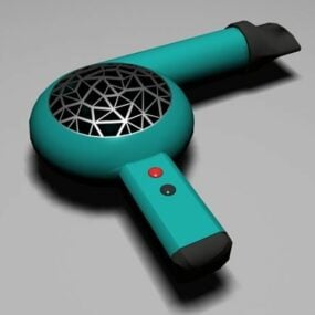 Elektrický modrý vysoušeč vlasů 3D model