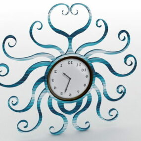 Διακόσμηση Μεταλλικό ρολόι τοίχου 3d μοντέλο