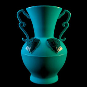 Jarrón de cerámica azul decoración modelo 3d