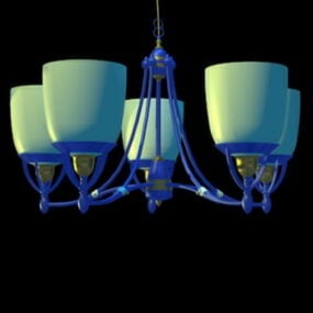 Lampadario blu di design per la casa Modello 3d