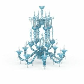Blue Arm Shade Crystal Chandelier 3d-modell
