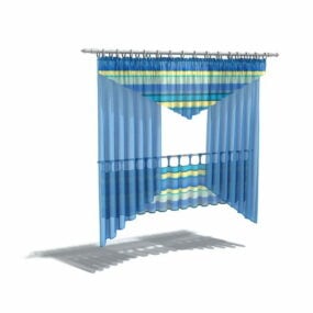 Blue Curtain With Valance 3d model