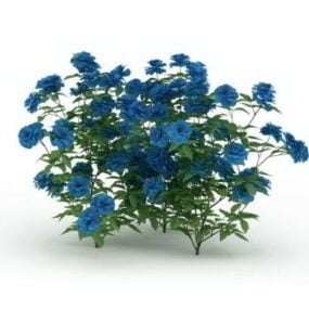 青い花の庭の低木植物3Dモデル