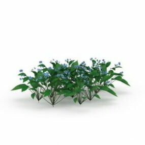 Arbustos de flores azules de jardín modelo 3d