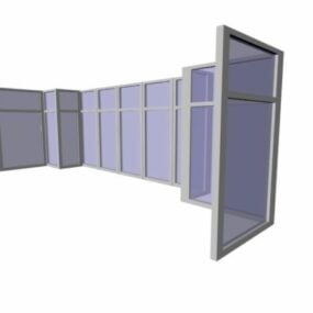 Modelo 3d de moldura de alumínio para janela de vidro