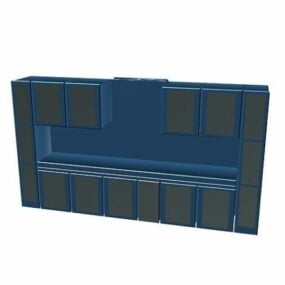Blue Small Kitchen Cabinet 3d model