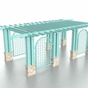 Basit Yapı Binası Ahşap Pergola 3d modeli